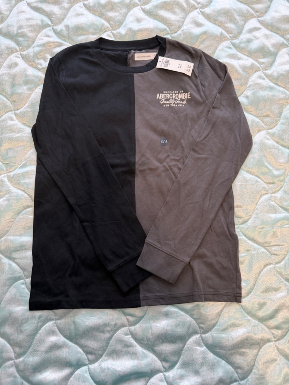 abercrombie kids Black and Charcoal Split Long Sleeve Tee